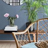 York Caladesi Blue Faux Linen Wallpaper