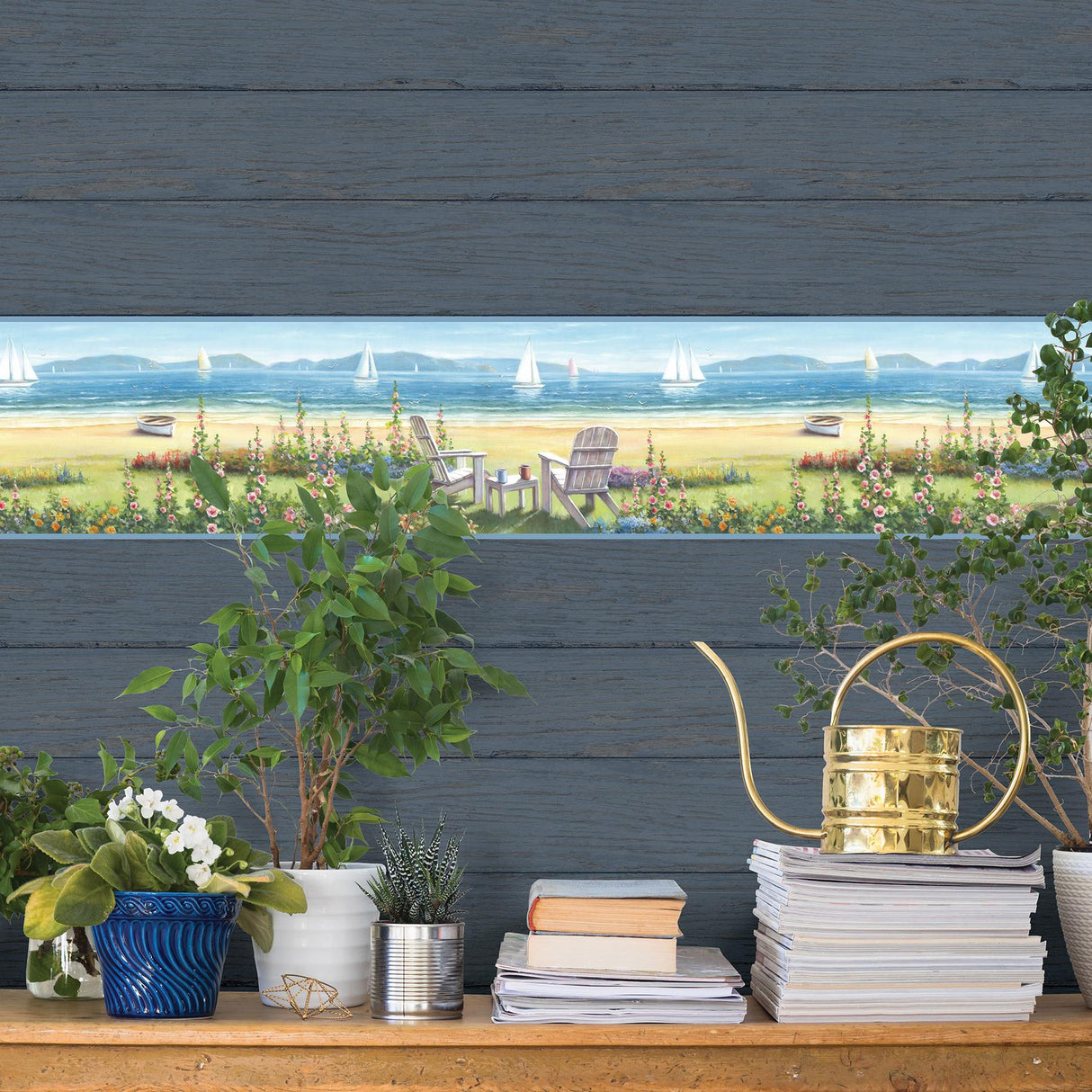 York Barnstable Blue Seaside Portrait Border