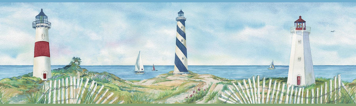 York Eugene Blue Lighthouse Border