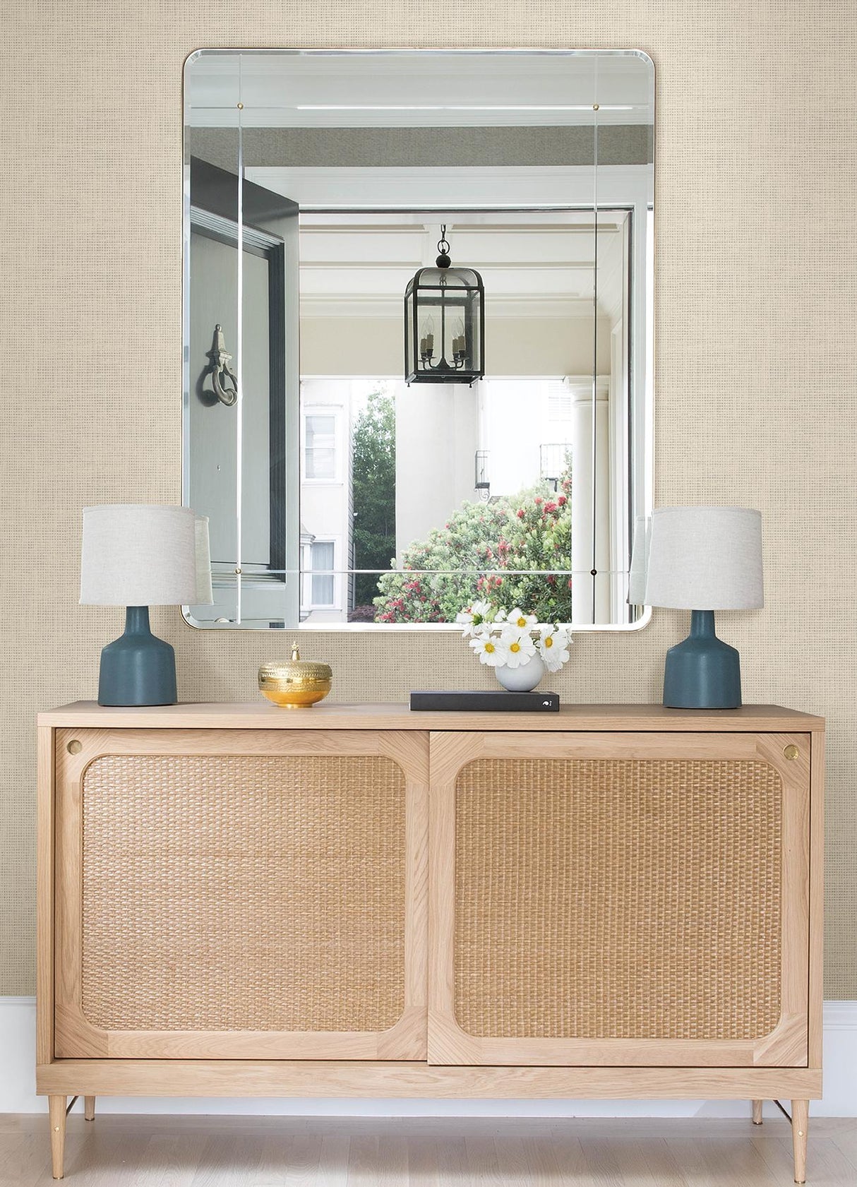York Nimmie Taupe Woven Grasscloth Wallpaper