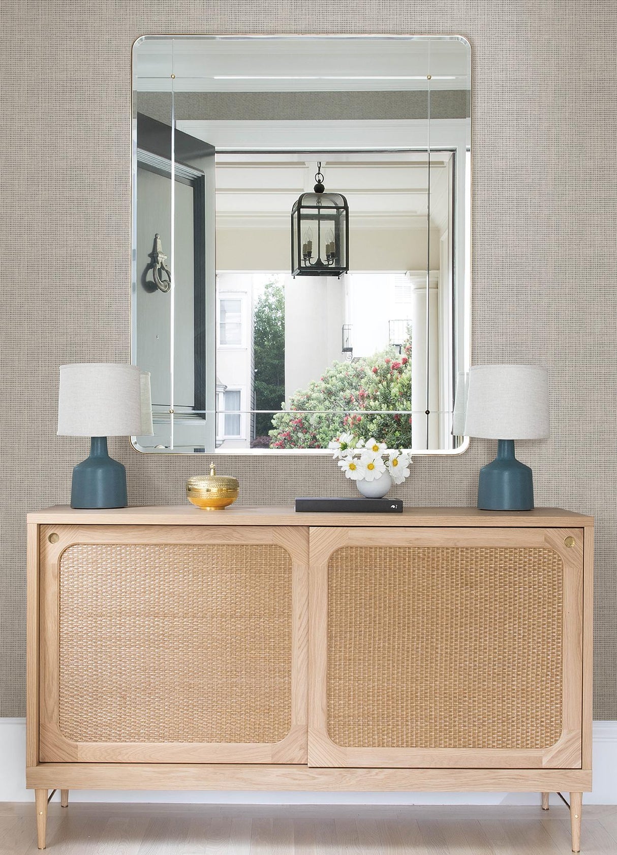 York Nimmie Stone Woven Grasscloth Wallpaper