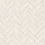 York Kaliko White Wood Herringbone Wallpaper