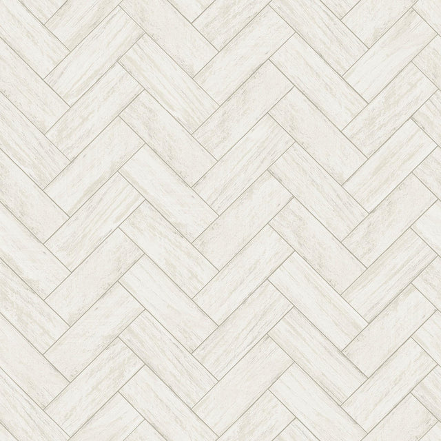 York Kaliko White Wood Herringbone Wallpaper