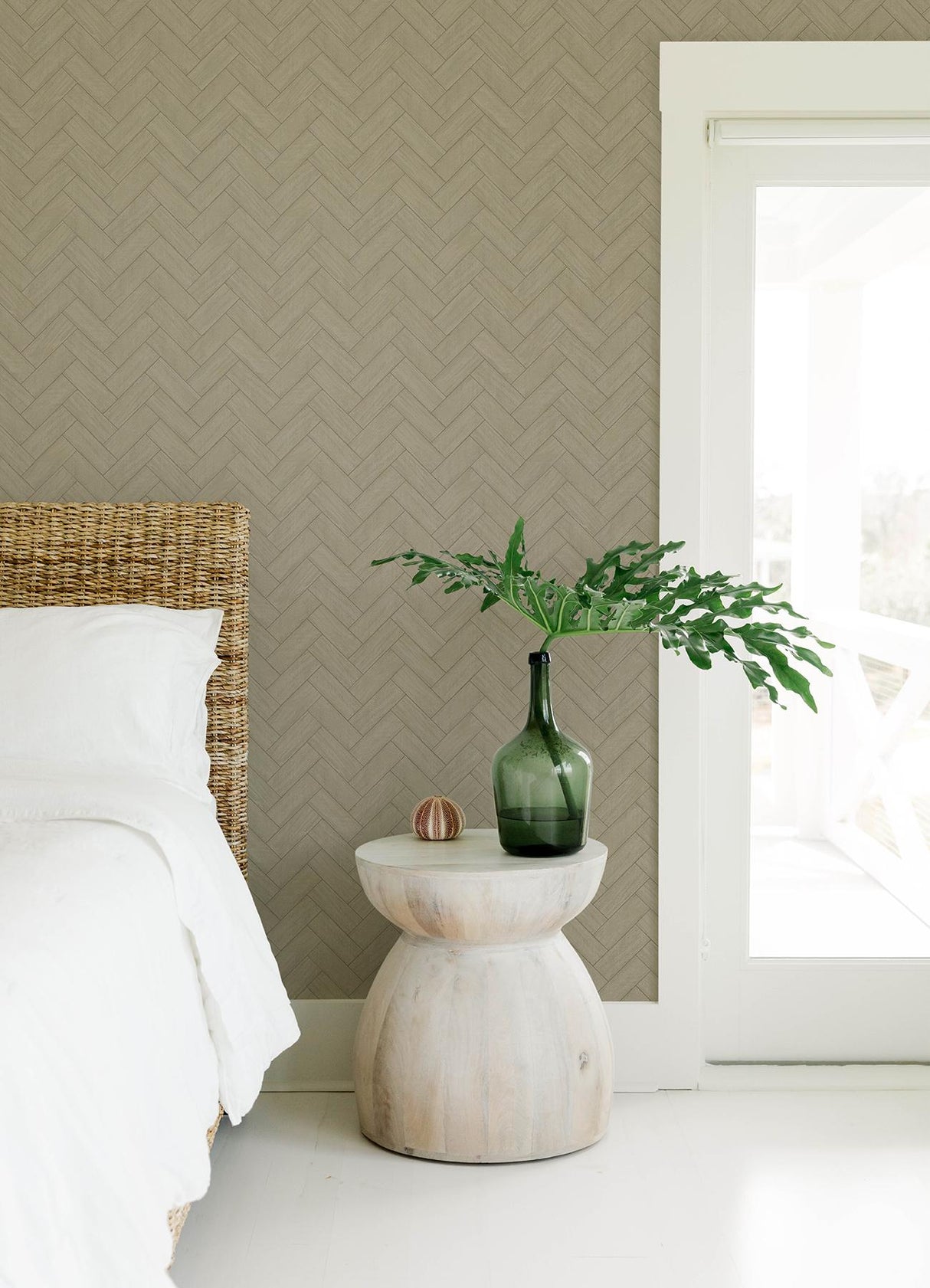 York Kaliko Green Wood Herringbone Wallpaper