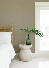 York Kaliko Green Wood Herringbone Wallpaper
