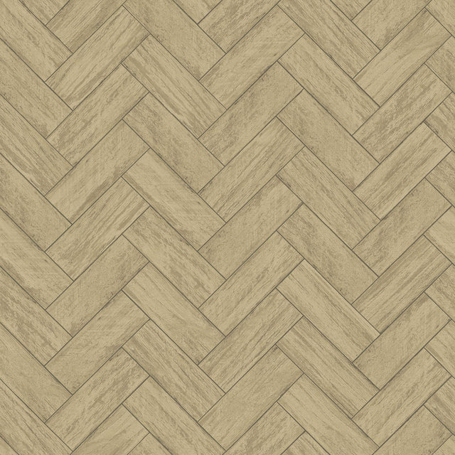 York Kaliko Neutral Wood Herringbone Wallpaper