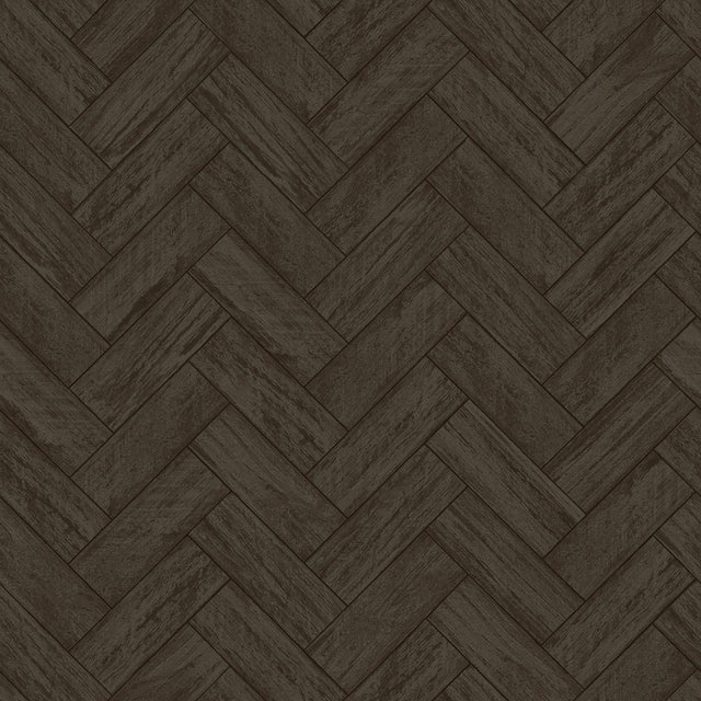 York Kaliko Charcoal Wood Herringbone Wallpaper