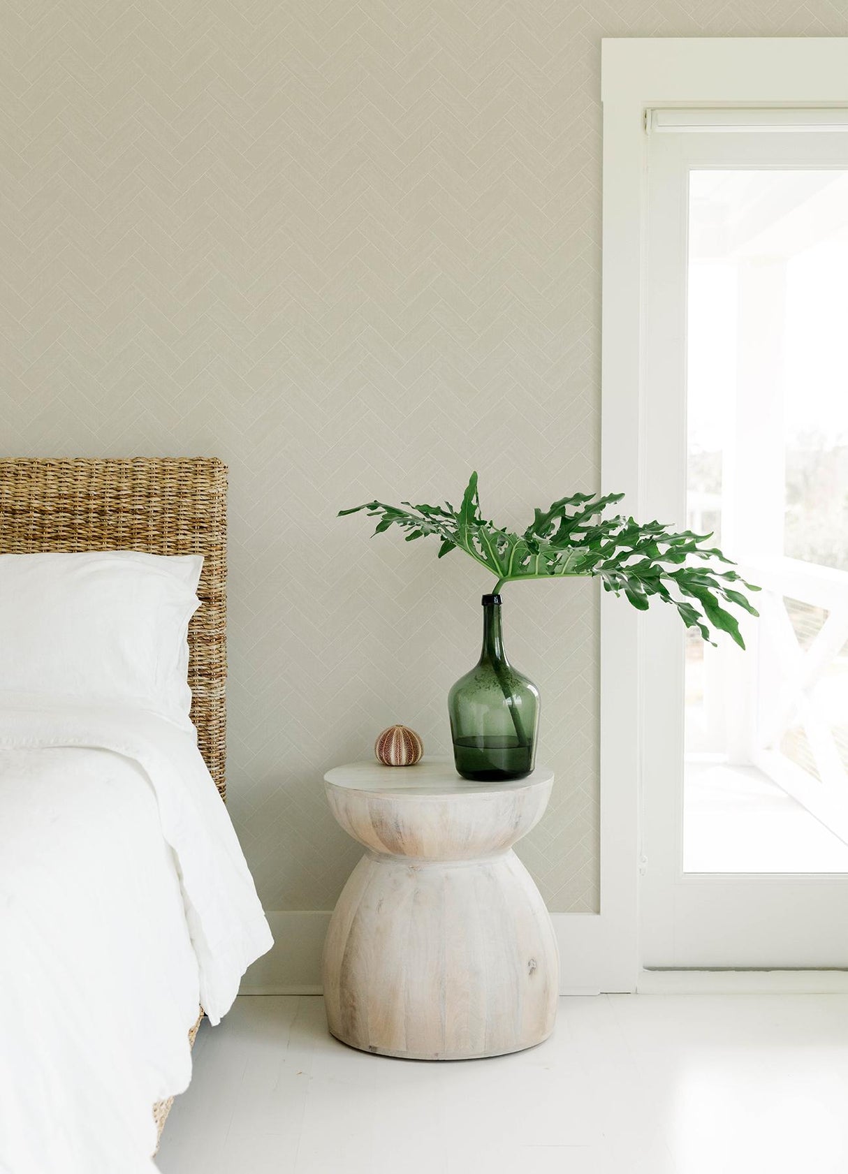 York Kaliko Light Grey Wood Herringbone Wallpaper