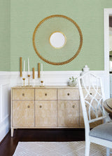 York Gump Green Faux Grasscloth Wallpaper