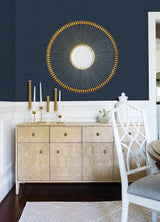 York Gump Navy Faux Grasscloth Wallpaper