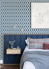 York Mombi Navy Diamond Shibori Wallpaper