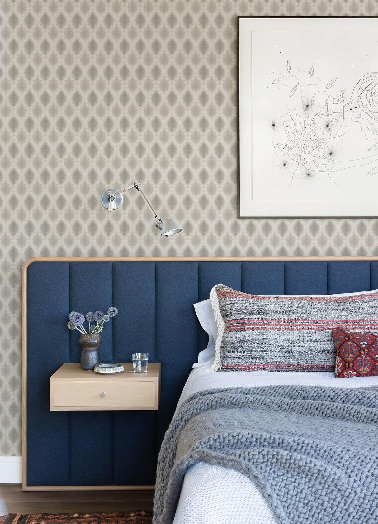 York Mombi Grey Diamond Shibori Wallpaper