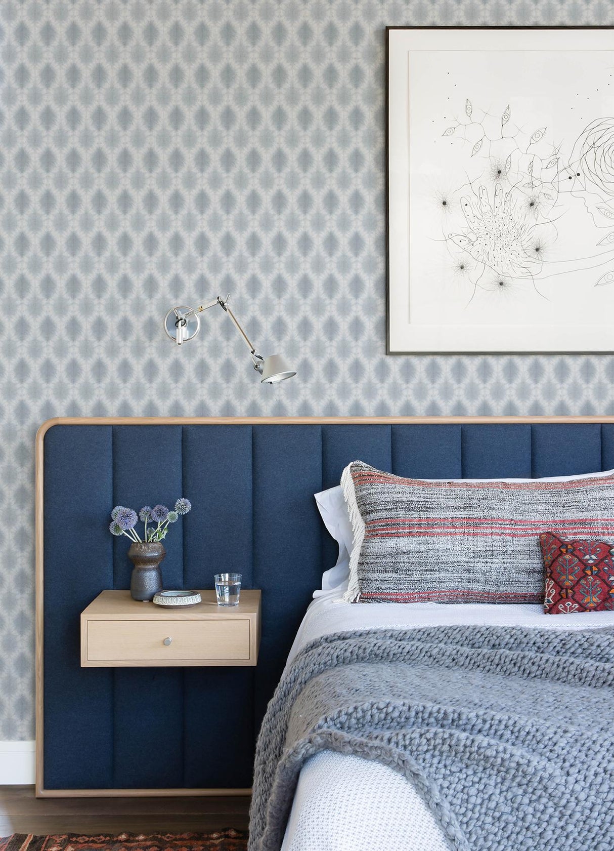 York Mombi Light Blue Diamond Shibori Wallpaper