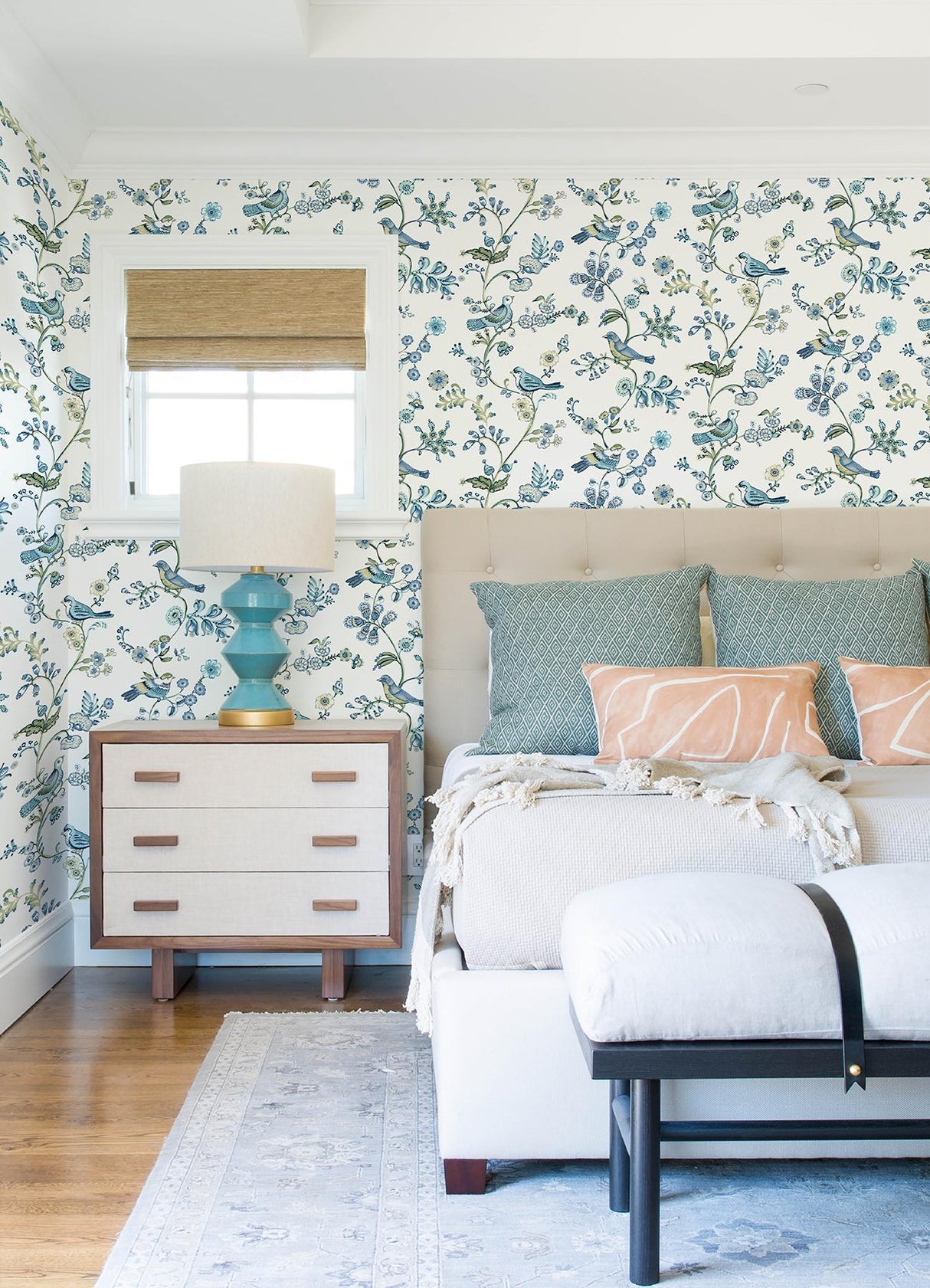York Jinjur Teal Bird Trail Wallpaper