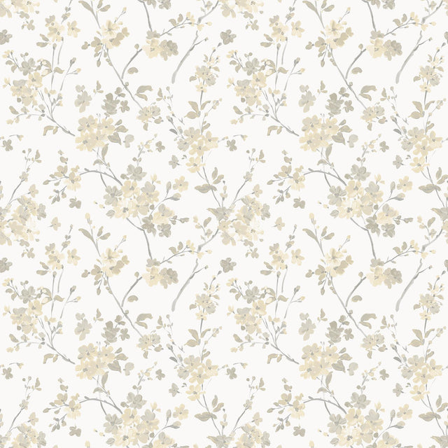 York Glinda Light Yellow Floral Trail Wallpaper