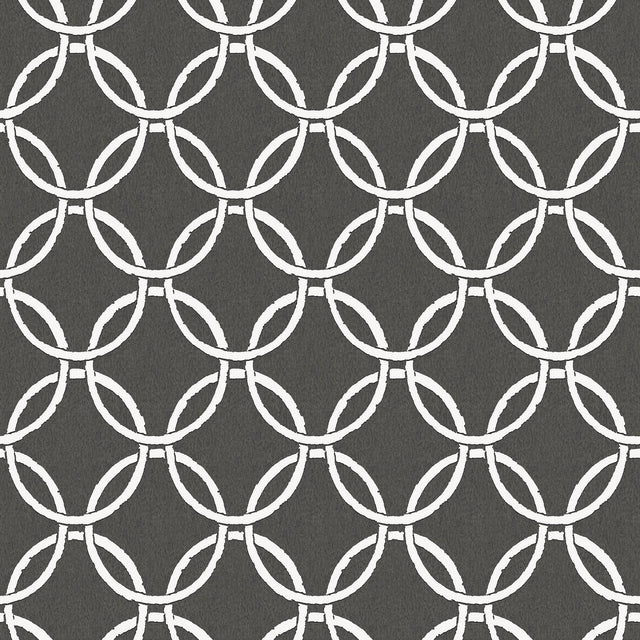 York Quelala Black Ring Ogee Wallpaper