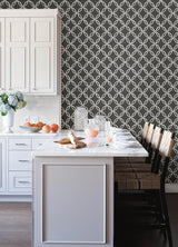 York Quelala Black Ring Ogee Wallpaper