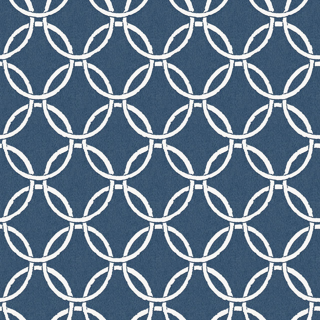 York Quelala Navy Ring Ogee Wallpaper