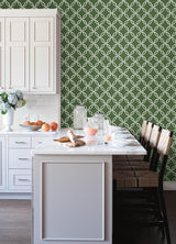 York Quelala Green Ring Ogee Wallpaper