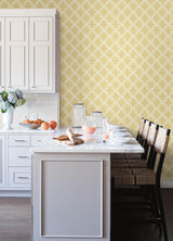 York Quelala Yellow Ring Ogee Wallpaper