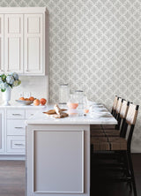 York Quelala Grey Ring Ogee Wallpaper