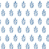 York Ervic Blue Leaf Block Print Wallpaper
