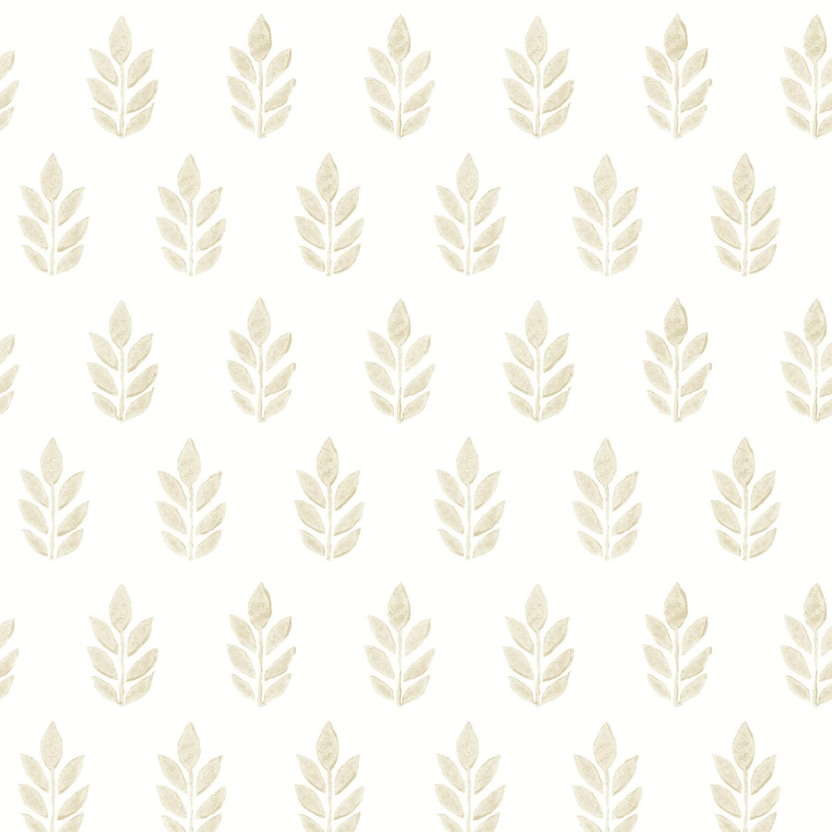 York Ervic Neutral Leaf Block Print Wallpaper