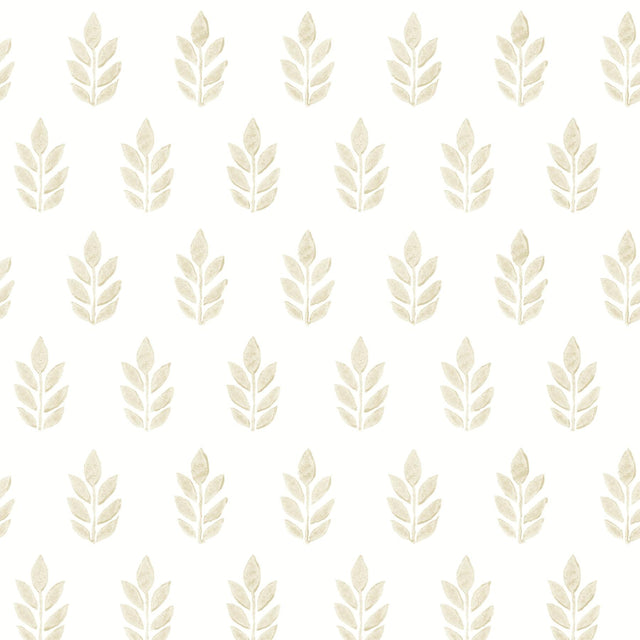 York Ervic Neutral Leaf Block Print Wallpaper