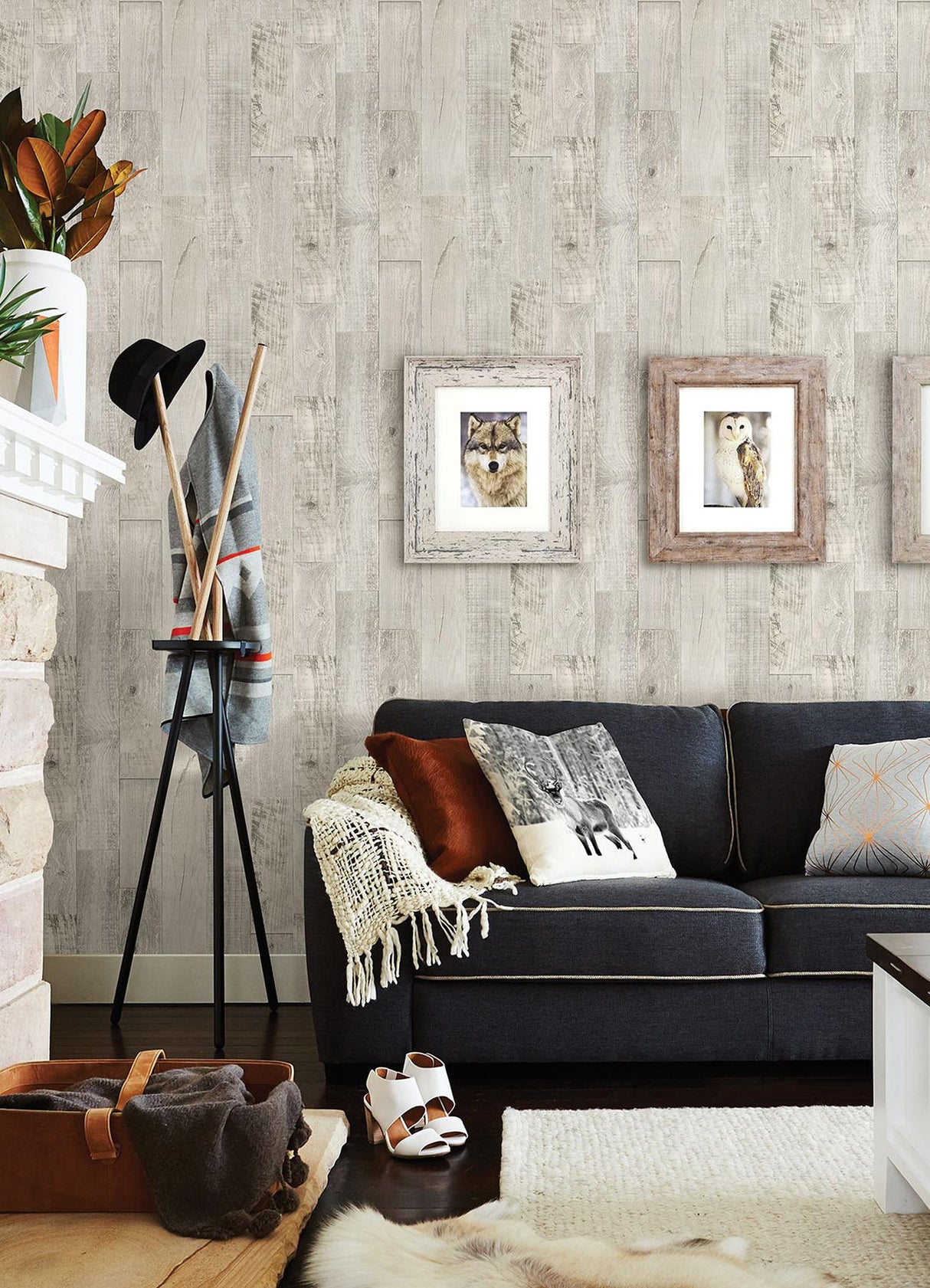 York Chebacco Grey Wood Planks Wallpaper