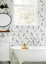 York Birdsong Orange Trail Wallpaper