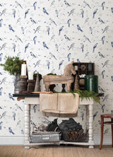 York Birdsong Blue Trail Wallpaper