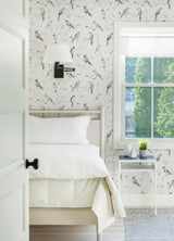 York Birdsong Grey Trail Wallpaper