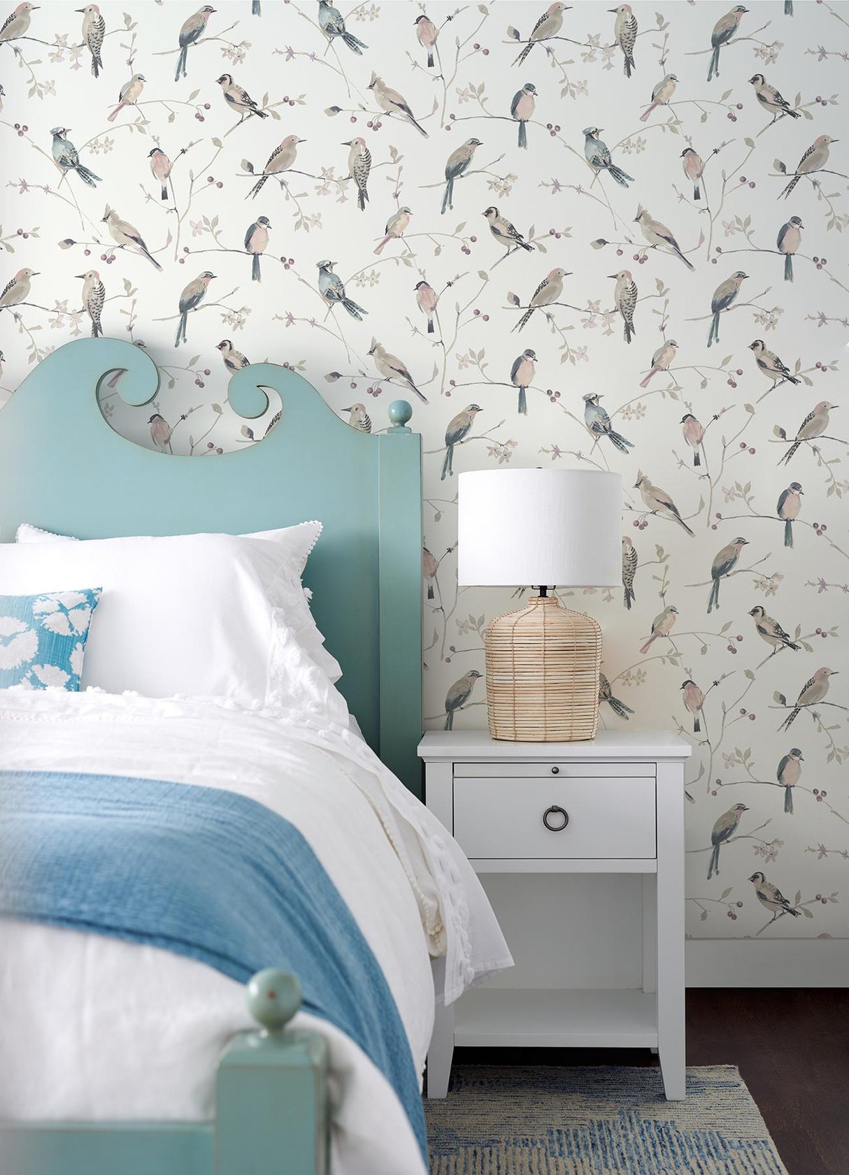 York Birdsong Mauve Trail Wallpaper