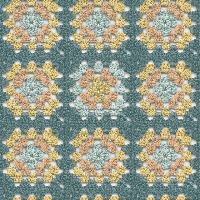 York Maud Teal Crochet Geometric Wallpaper