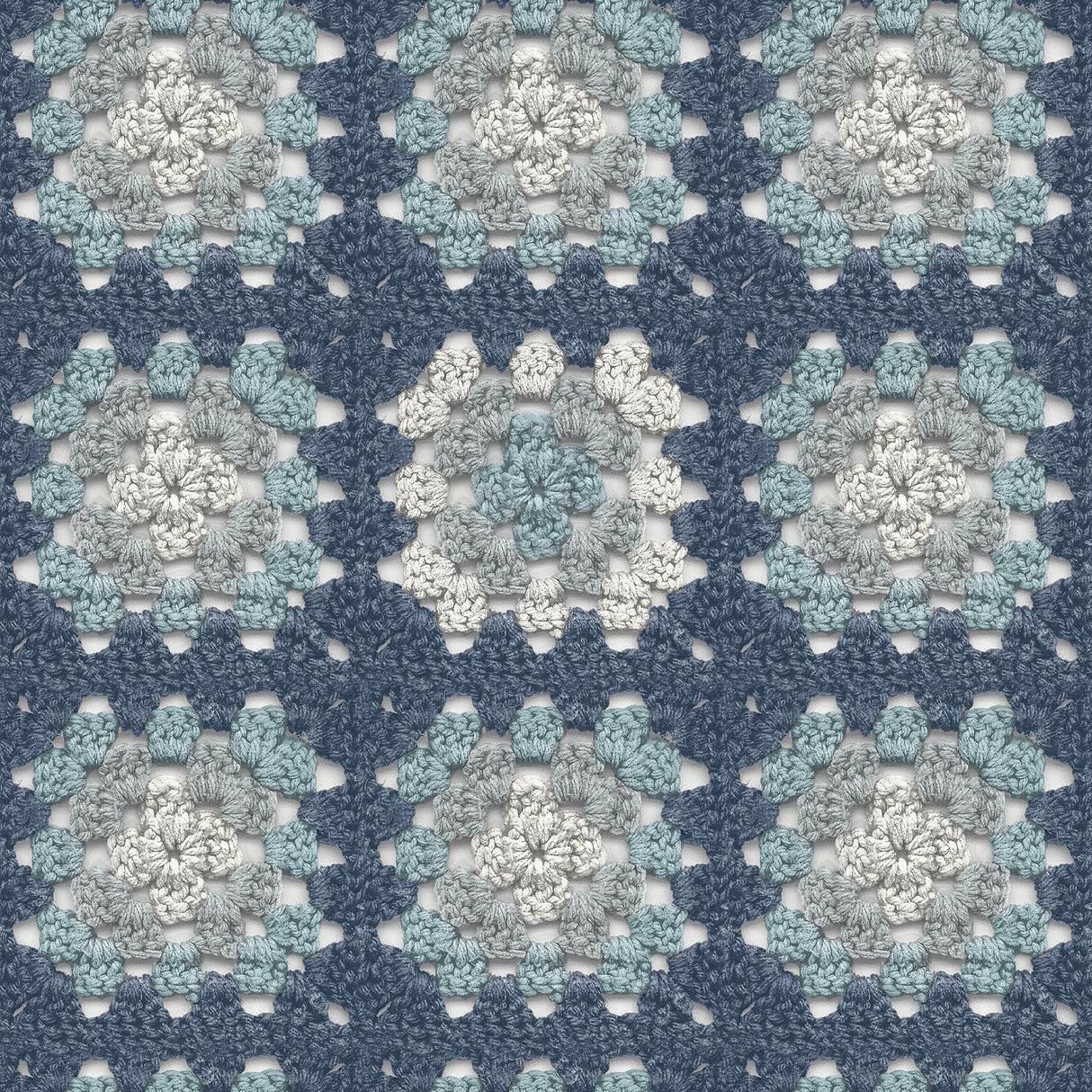 York Maud Blue Crochet Geometric Wallpaper