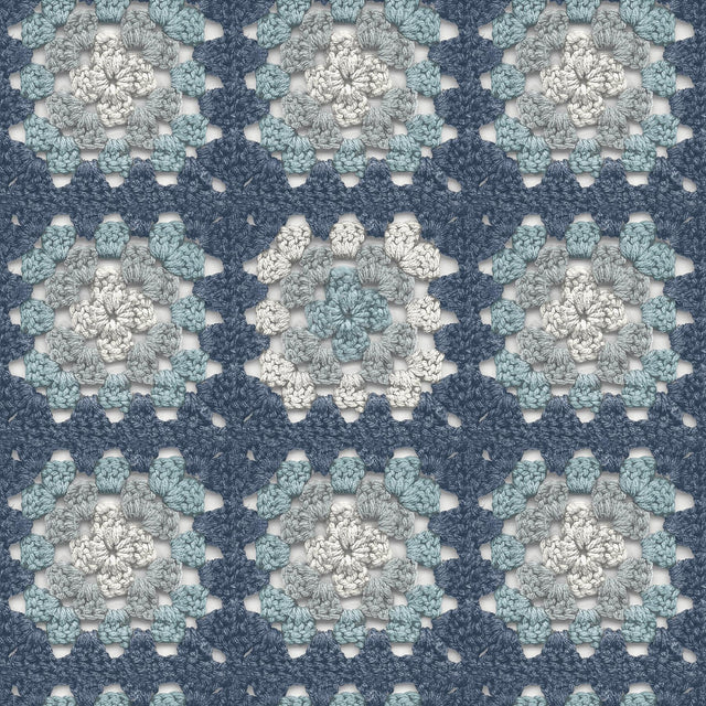 York Maud Blue Crochet Geometric Wallpaper