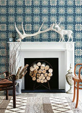 York Maud Blue Crochet Geometric Wallpaper