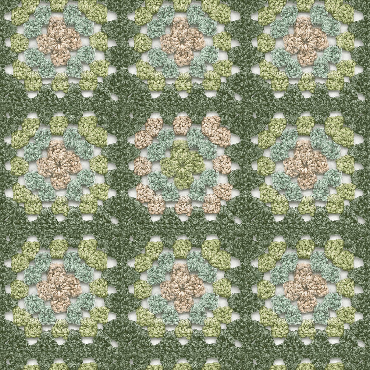York Maud Green Crochet Geometric Wallpaper