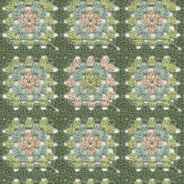 York Maud Green Crochet Geometric Wallpaper