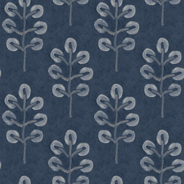 York Plum Tree Dark Blue Botanical Wallpaper