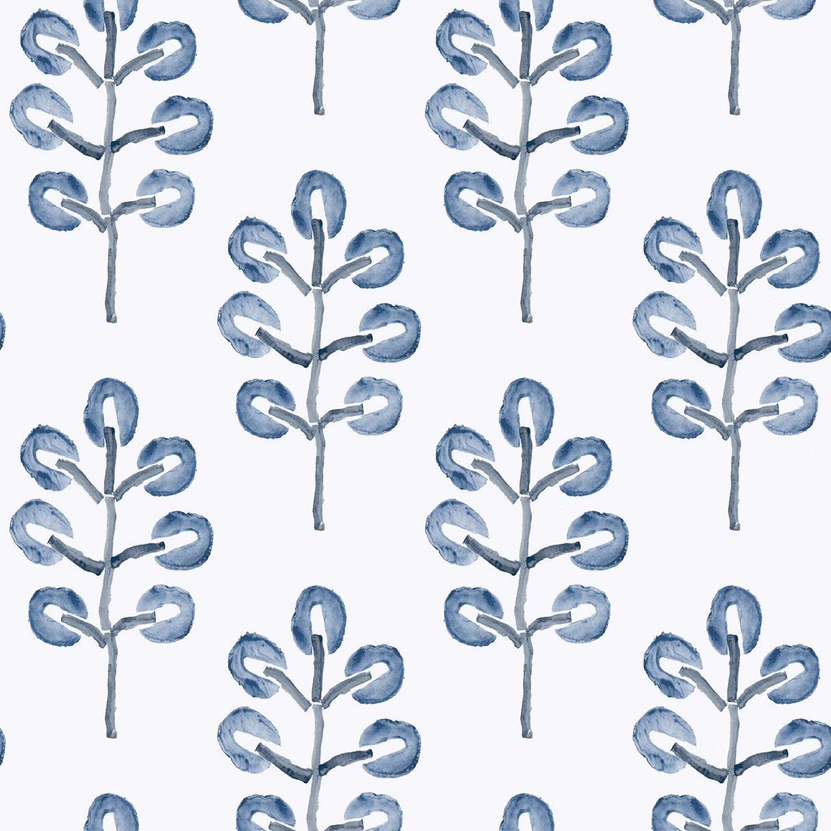 York Plum Tree Blue Botanical Wallpaper