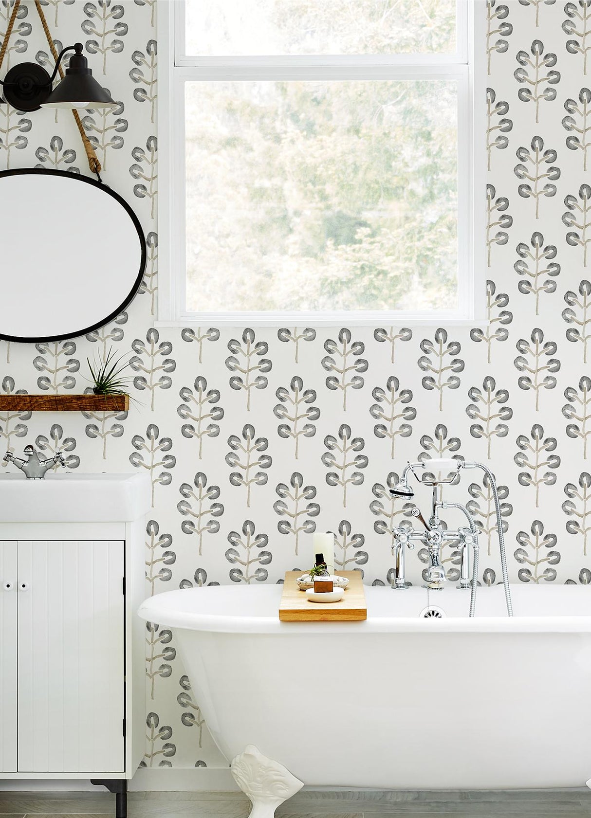 York Plum Tree Black Botanical Wallpaper