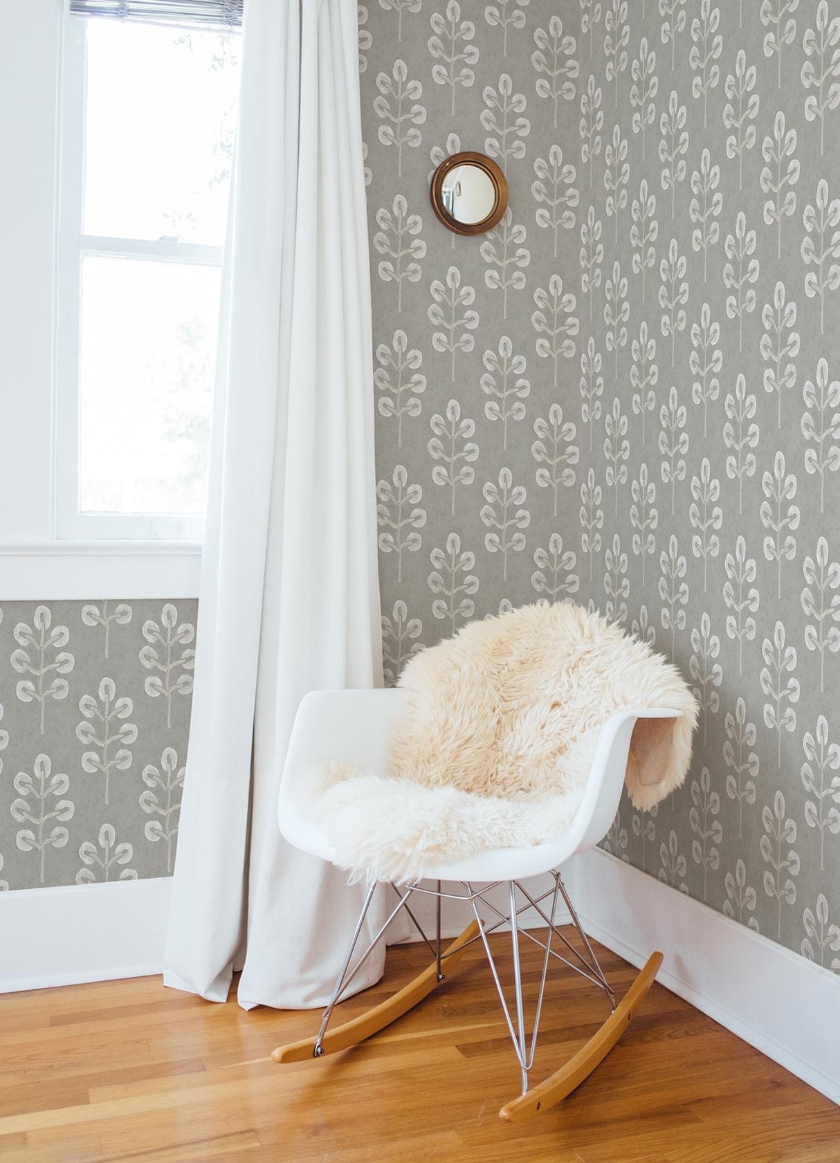 York Plum Tree Grey Botanical Wallpaper