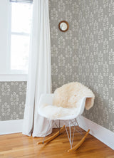 York Plum Tree Grey Botanical Wallpaper