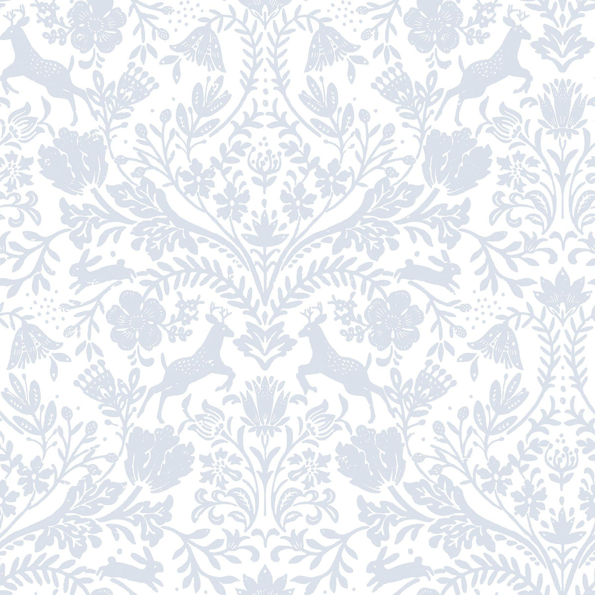 York Forest Dance Light Blue Damask Wallpaper
