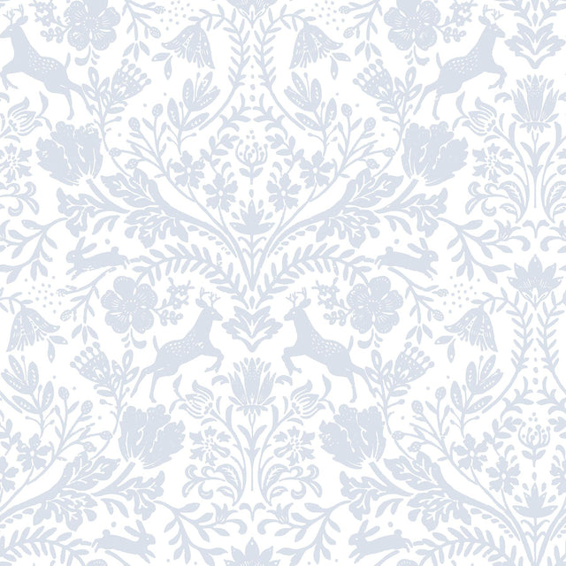 York Forest Dance Light Blue Damask Wallpaper