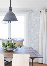 York Forest Dance Light Blue Damask Wallpaper