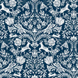 York Forest Dance Navy Damask Wallpaper