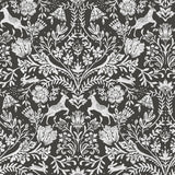 York Forest Dance Charcoal Damask Wallpaper