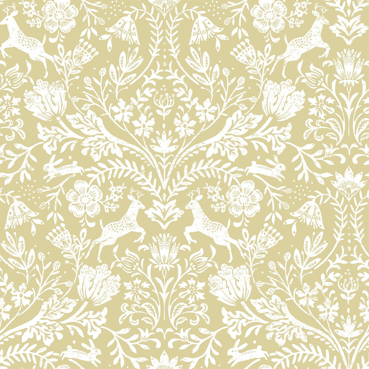 York Forest Dance Honey Damask Wallpaper